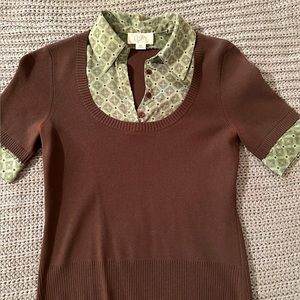 Loft layered sweater/satin blouse